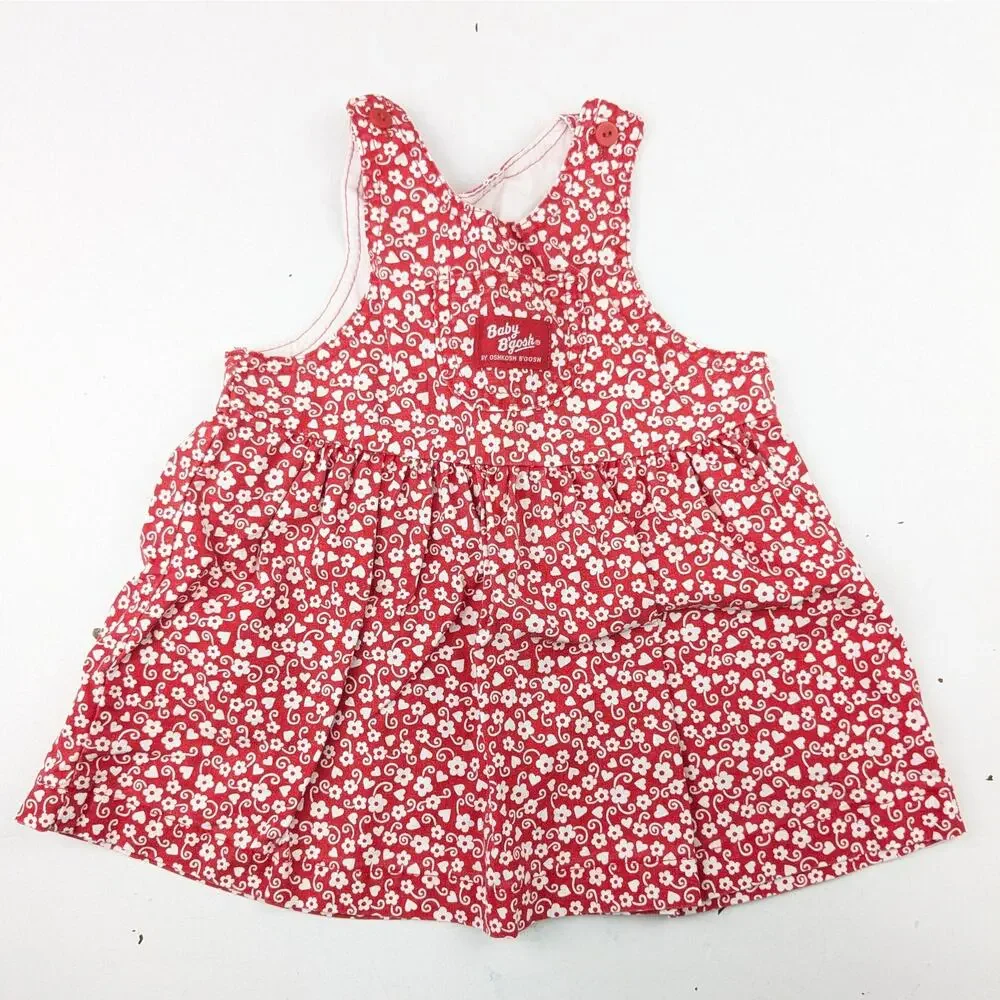 Vintage Oshkosh B'gosh Girls Red Floral Jumper - 18 Months
